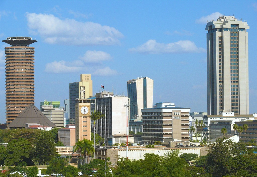 Nairobi skyline and cultural sites at dusk