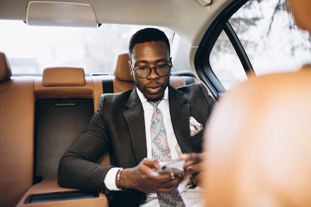 Professional airport transfer vehicle at arrivals